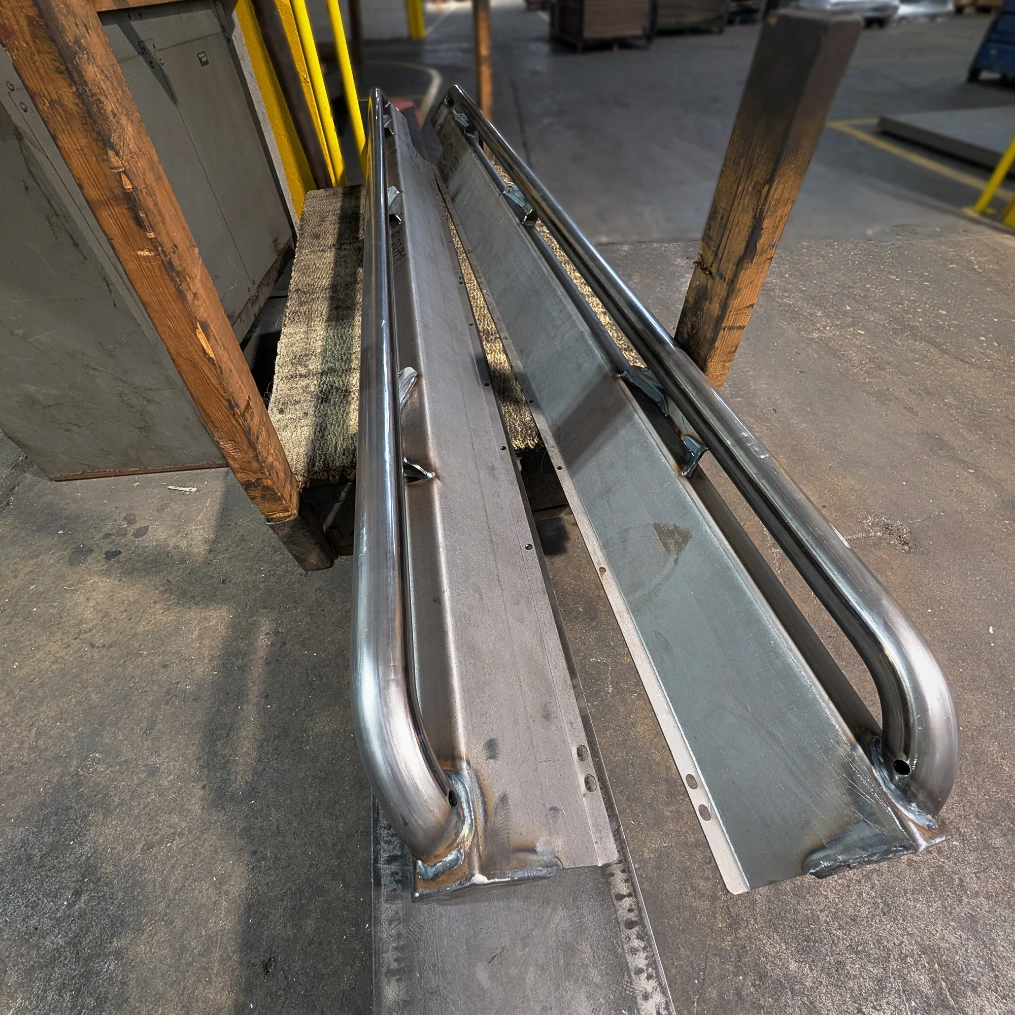 Welded RAM rocker guard assembly — CNC tube bending and fabrication