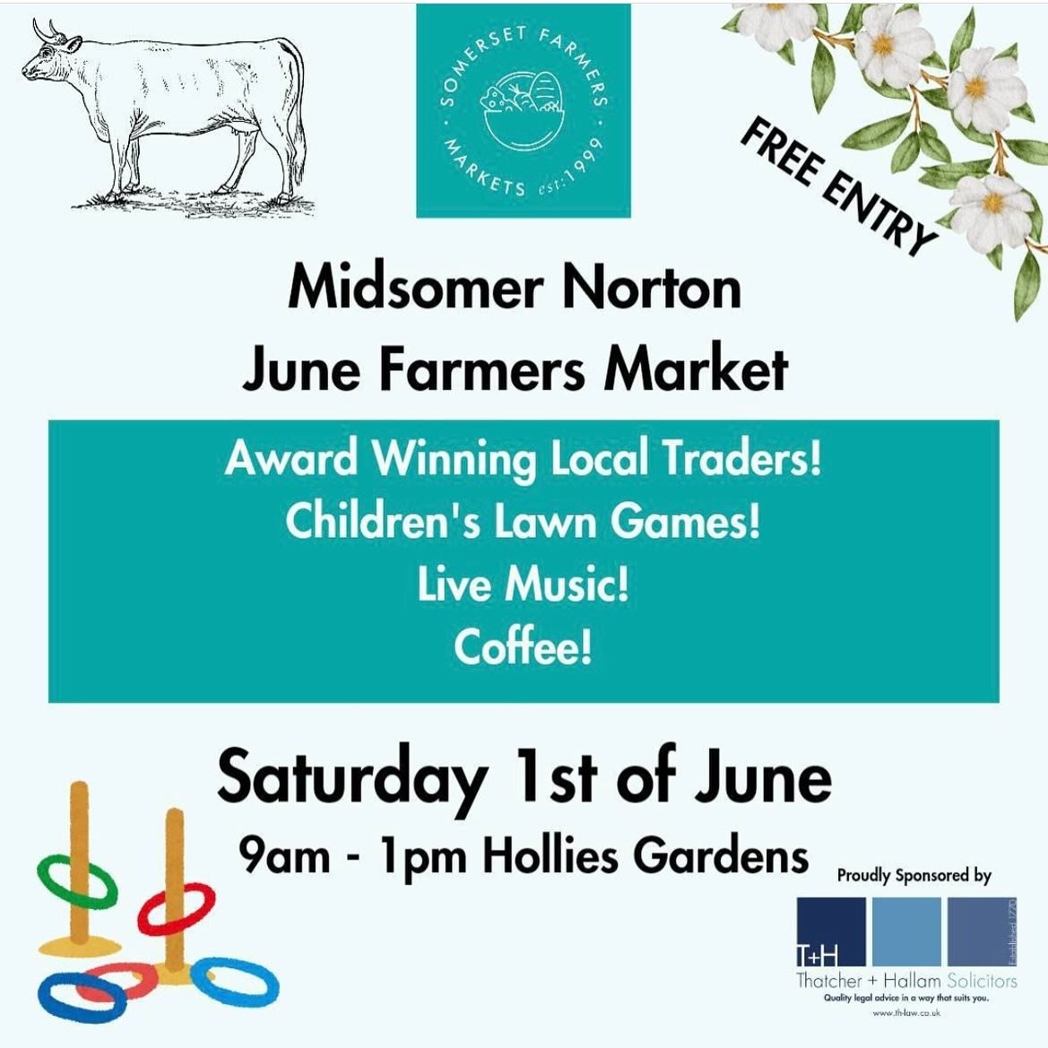 This Saturday we&rsquo;ll be returning to Midsomer Norton farmer&rsquo;s market. 9am-1pm. 
@somersetfarmersmarketsuk