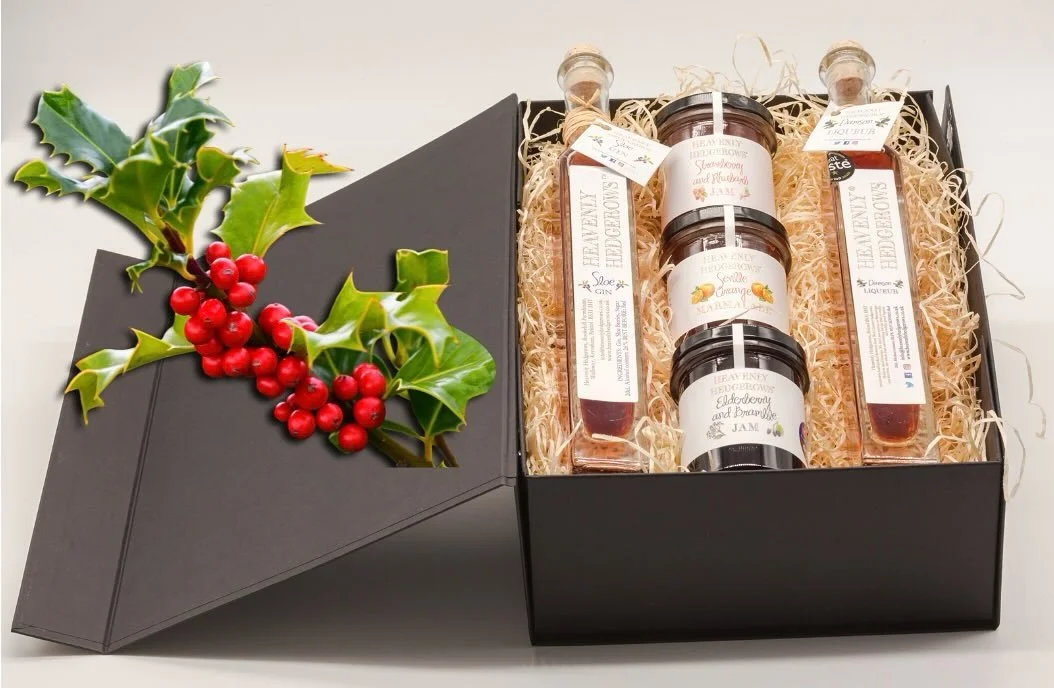 We have hampers and gift boxes filled with handmade produce to suit any budget. If you can&rsquo;t see what you would like on our website, or have a budget in mind, drop us a line at info@heavenlyhedgerows.co.uk 

Our preserves and l iqueurs are made