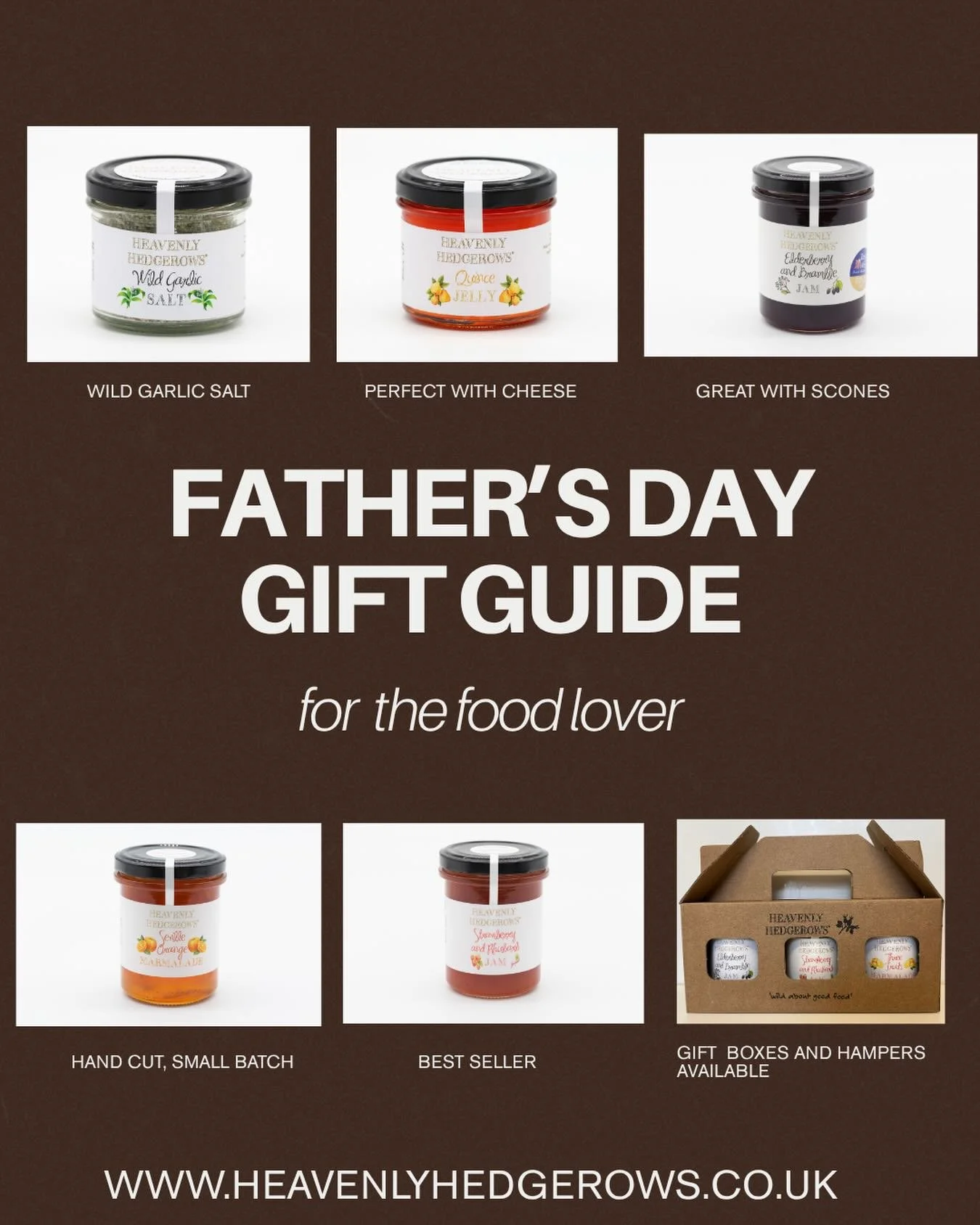 I have a range of Father&rsquo;s Day treats available, including gift packs, hampers and mini jars.

If you have something specific in mind and can&rsquo;t see it listed, just drop me an email. I&rsquo;m always happy to create something bespoke and c