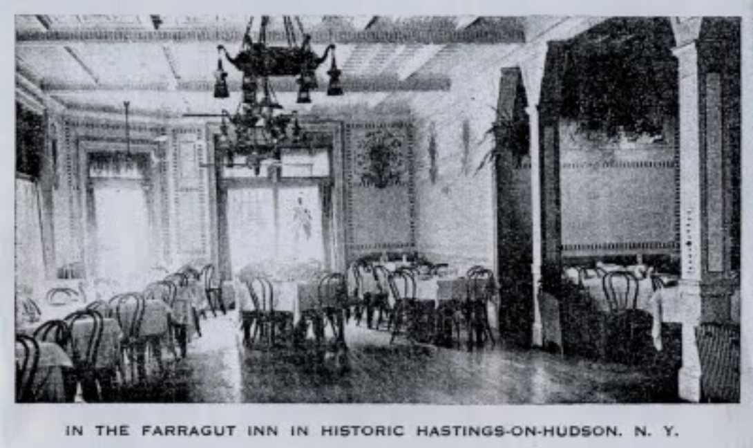 The dining room of the Farragut Inn, photograph courtesy of the Hastings Historical Society.