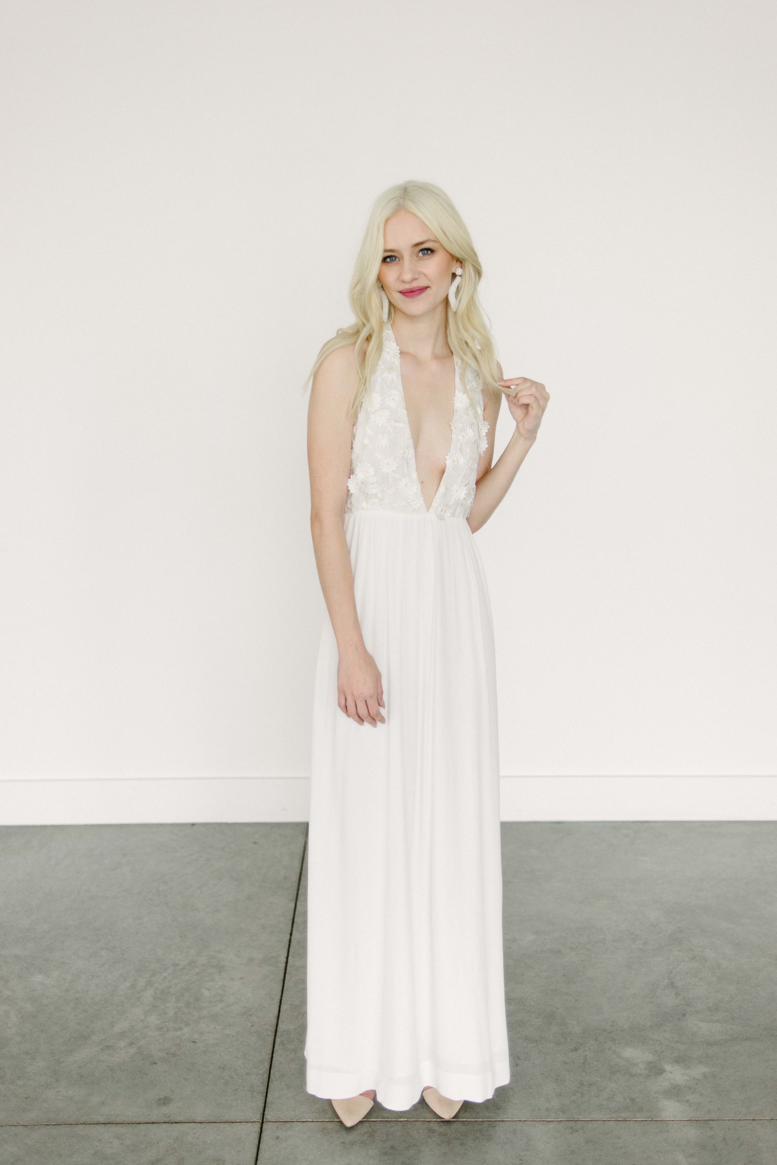 white halter maxi