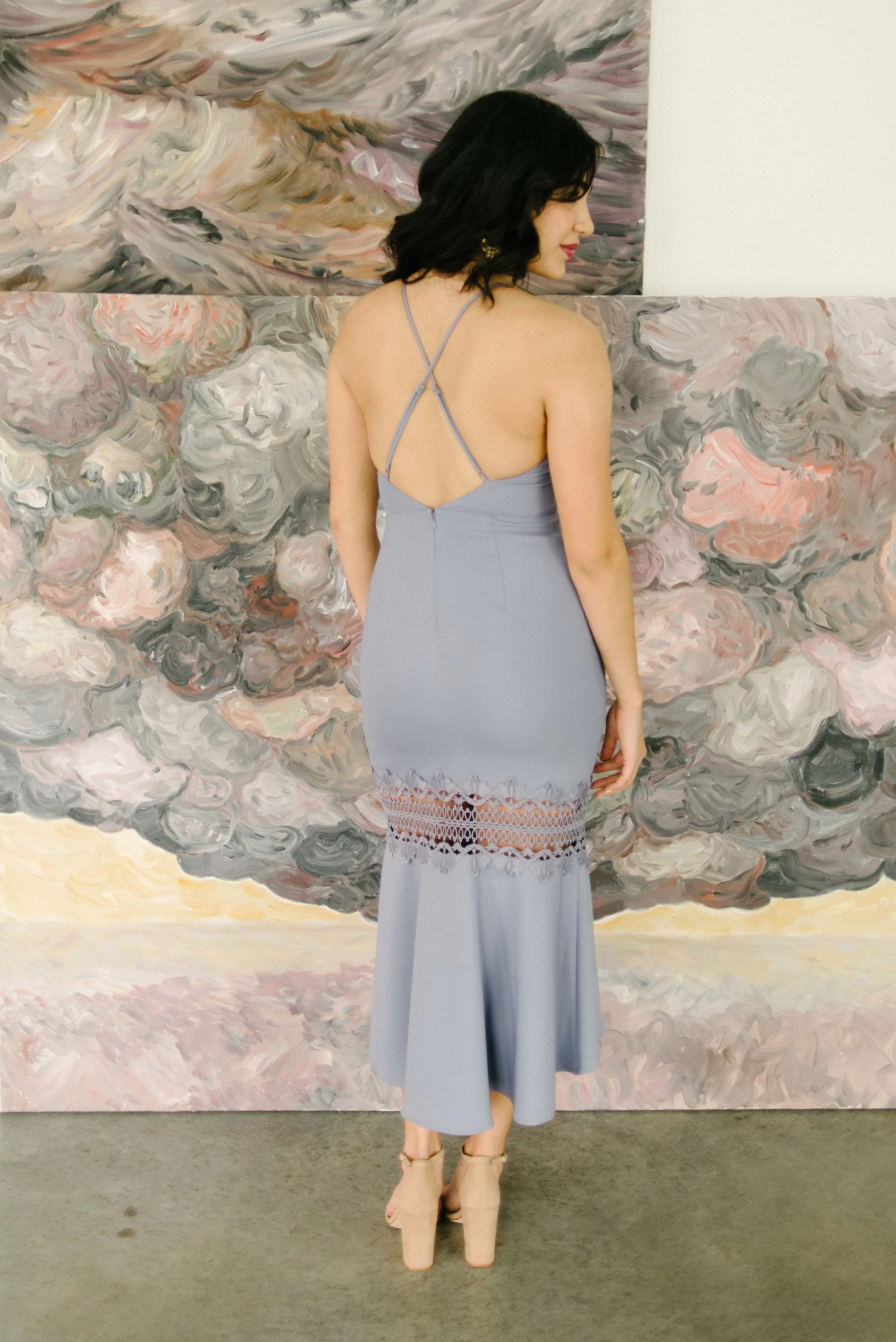 talulah bittersweet flounce midi dress