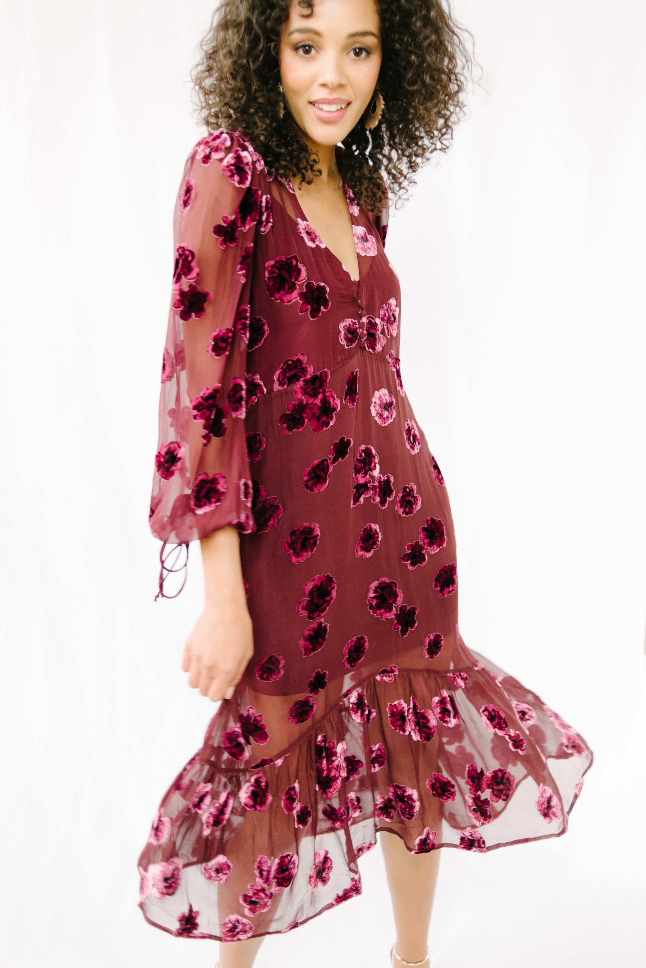 sophie velvet floral mini dress