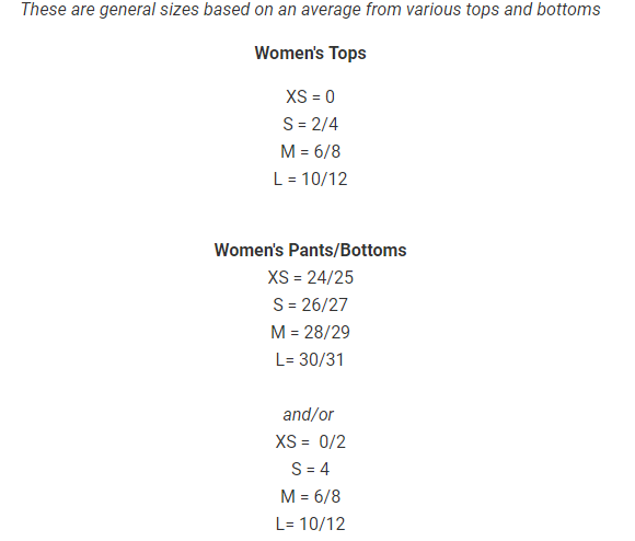 Chaser Size Chart