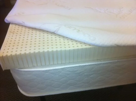 A latex topper, whether natural latex or blended, brings a "dead" mattress back to life, with it's springy, levitating feel. Excellent for proper spine alignment, back sleepers, sidesleepers, and flip-floppers.