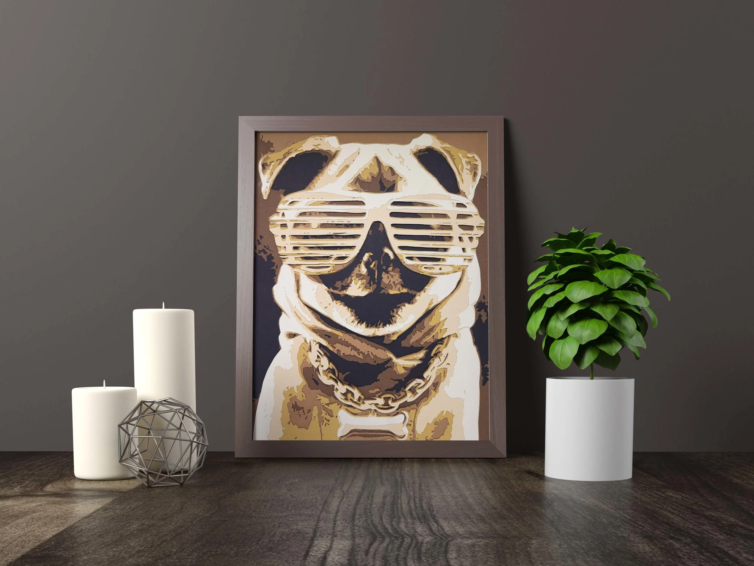 Pug Life Paper Art framed Danielle Easdale Paper Artist .jpg