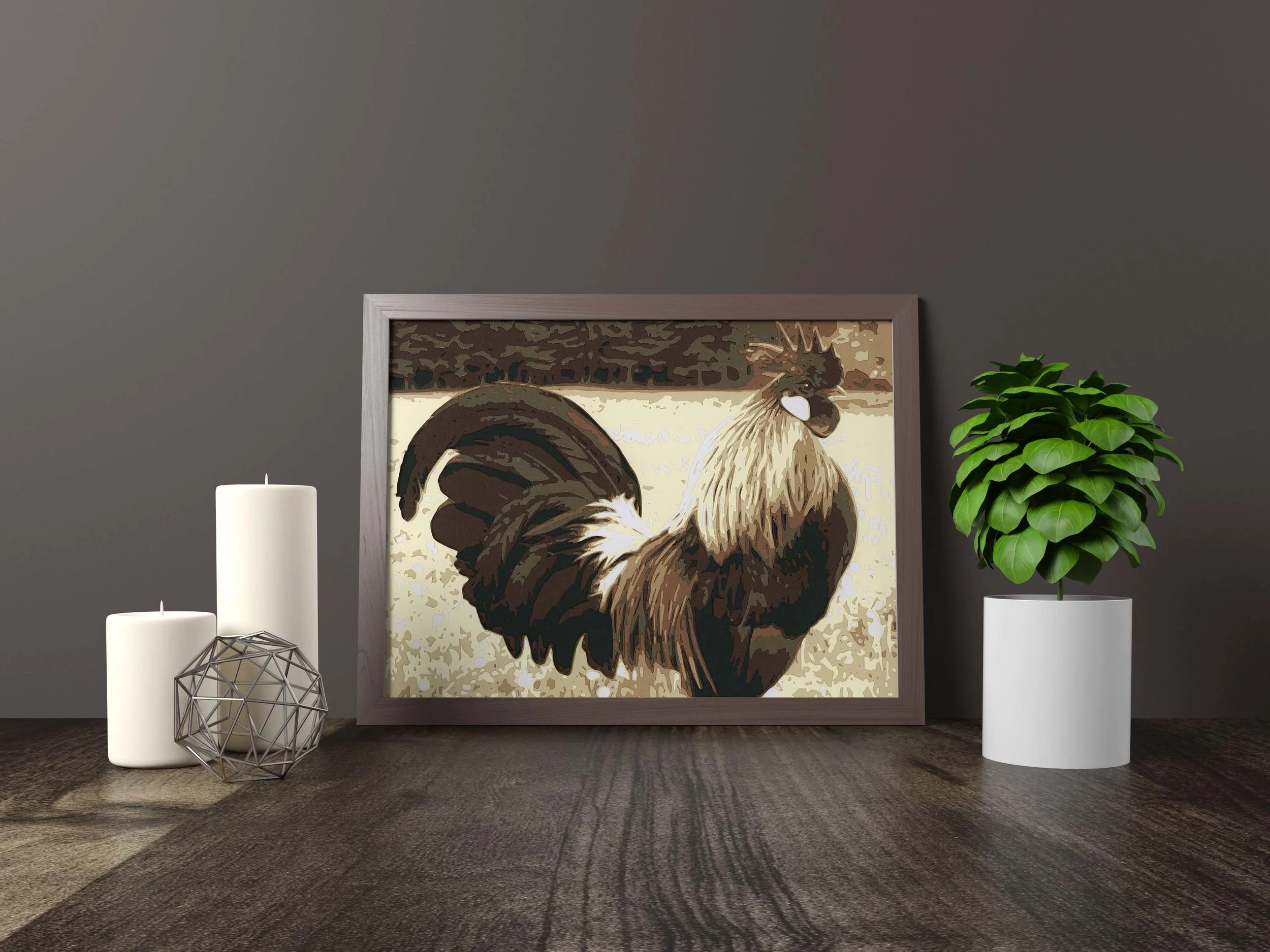 Rooster Paper Art Framed Danielle Easdale Paper Artist .jpg