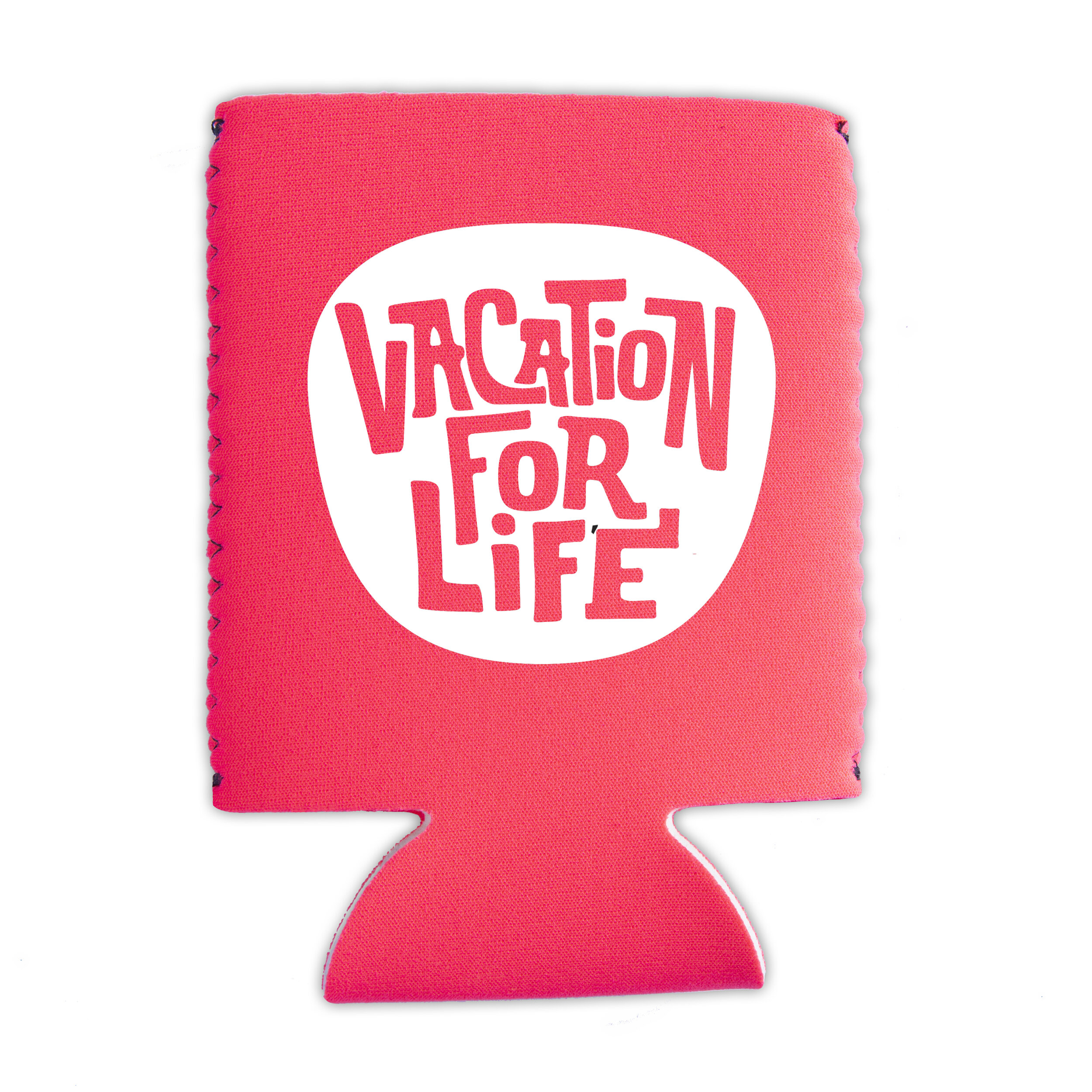 STACKED LOGO CAN COOLER - NEON CORAL