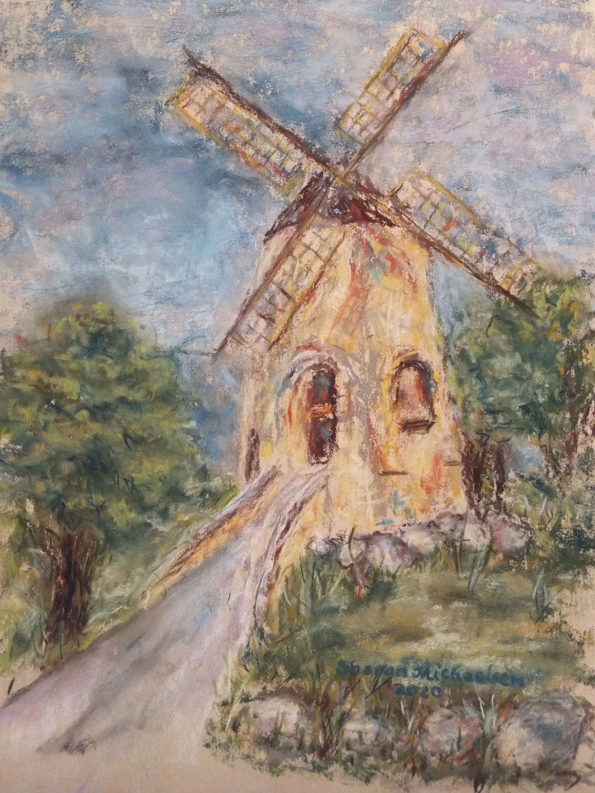 Sharon, windmill.JPG