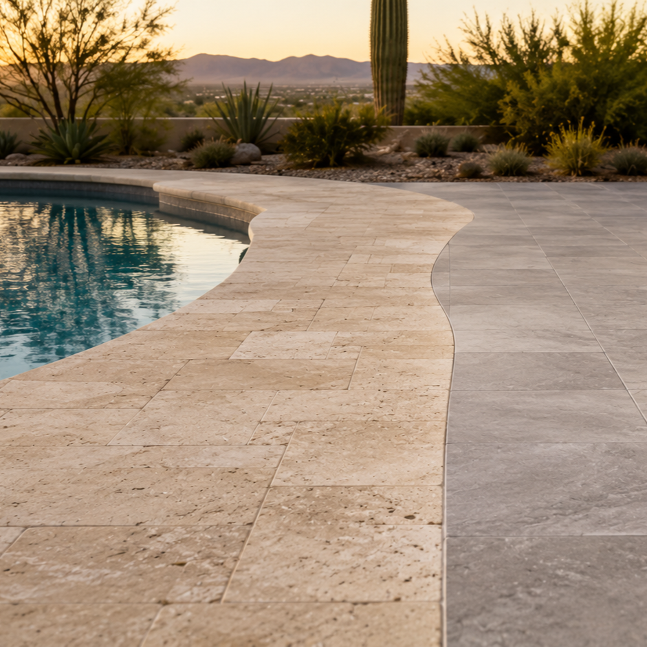 Travertine vs. Porcelain Pavers: Which Survives Arizona Heat?