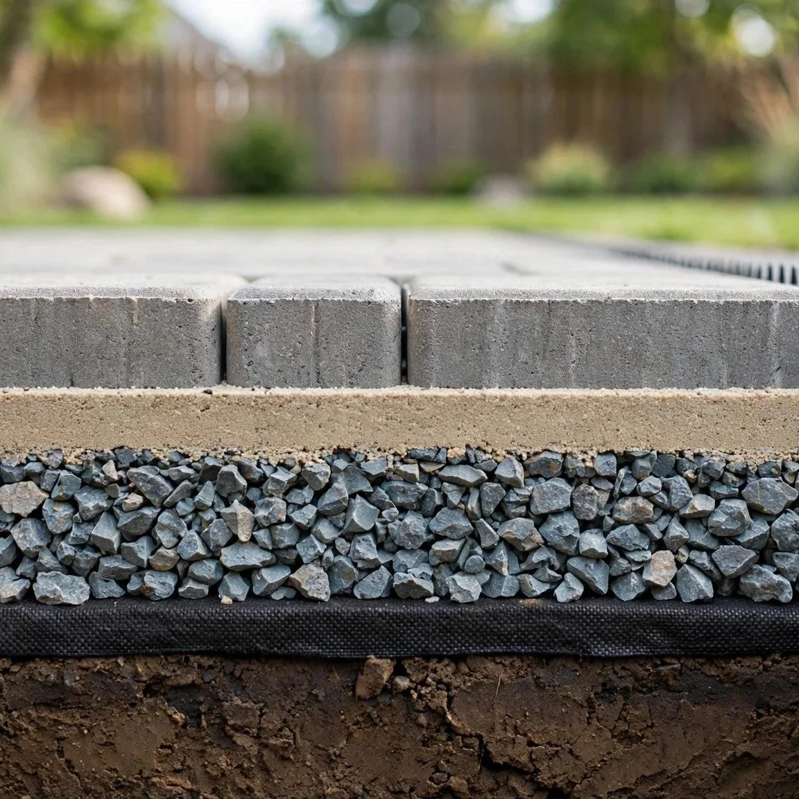 Paver Base Explained: The 8 Layers That Keep Pavers Level