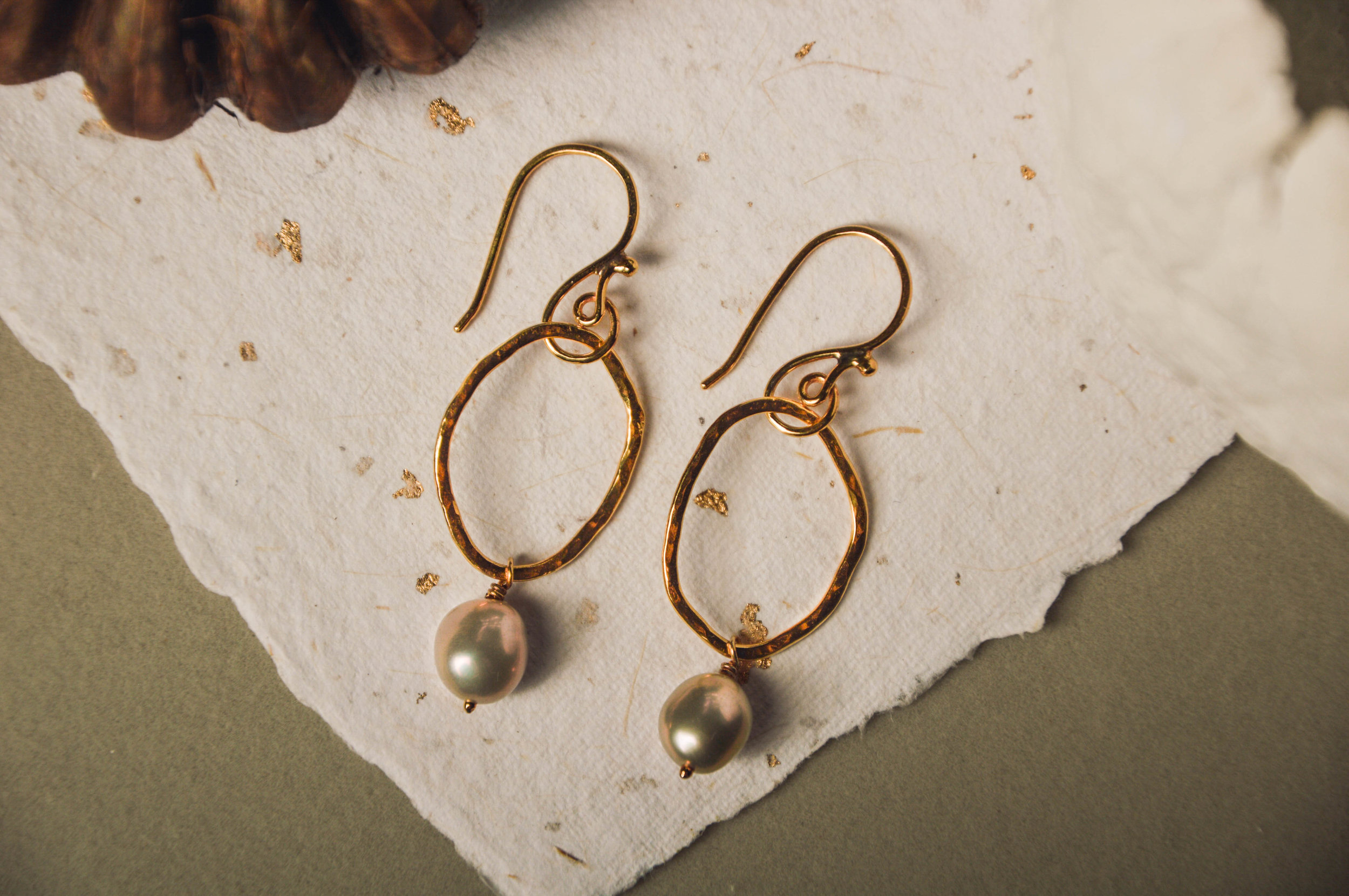 Pearl Drop Pebble Earrings