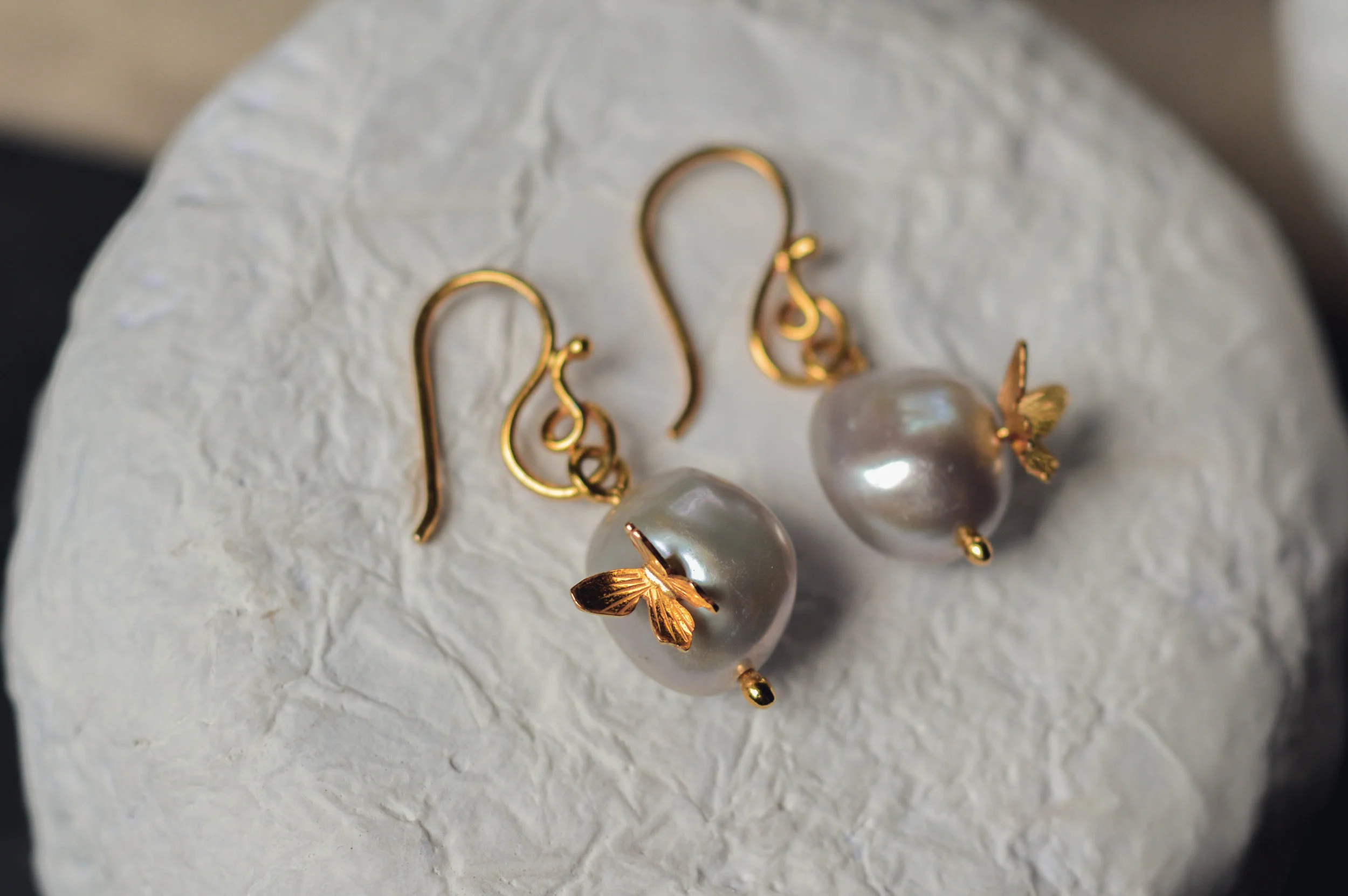 Butterfly Silver Pearl Drop Earrings