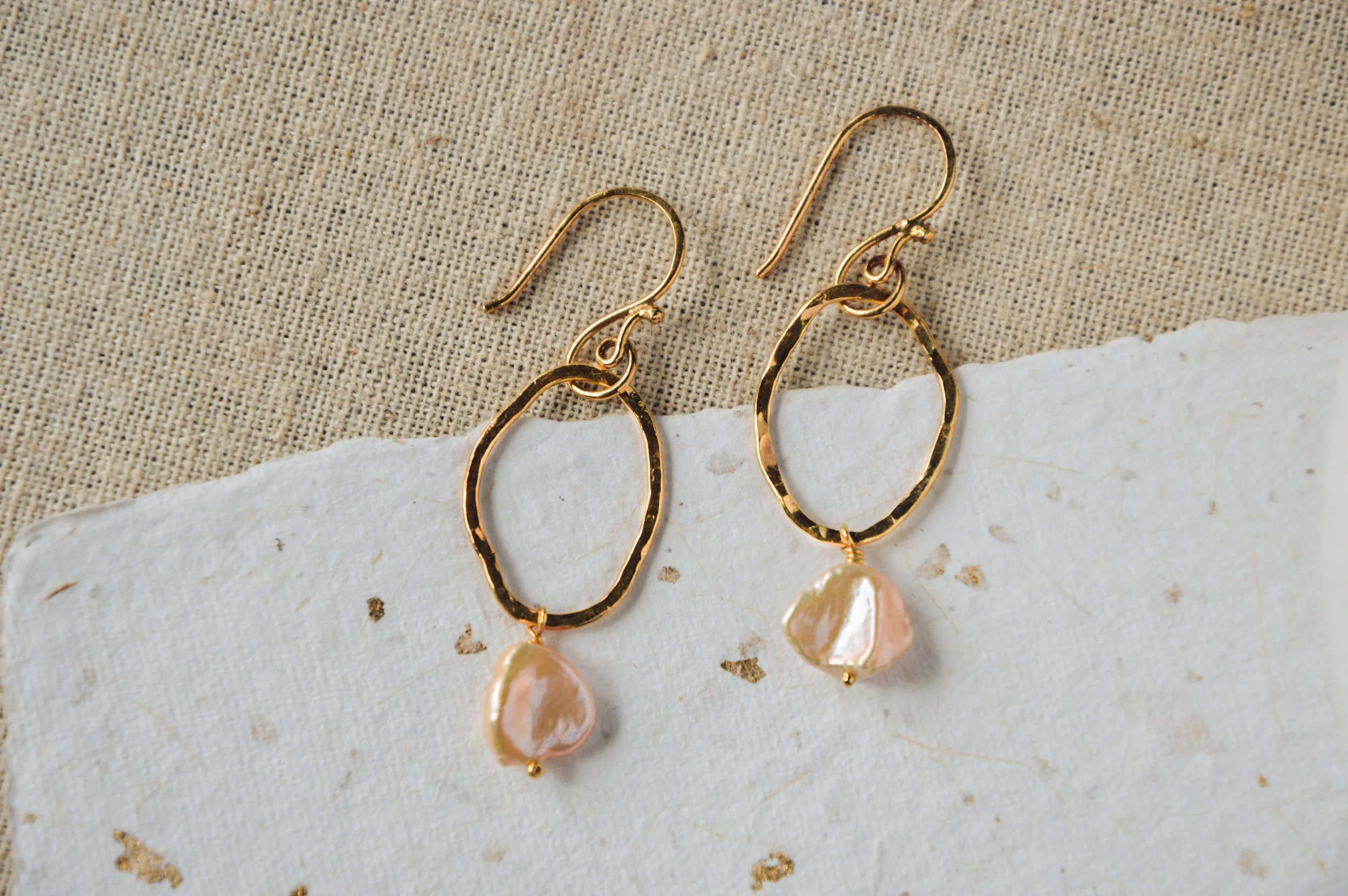 Keishi Pearl Drop Pebble Earrings