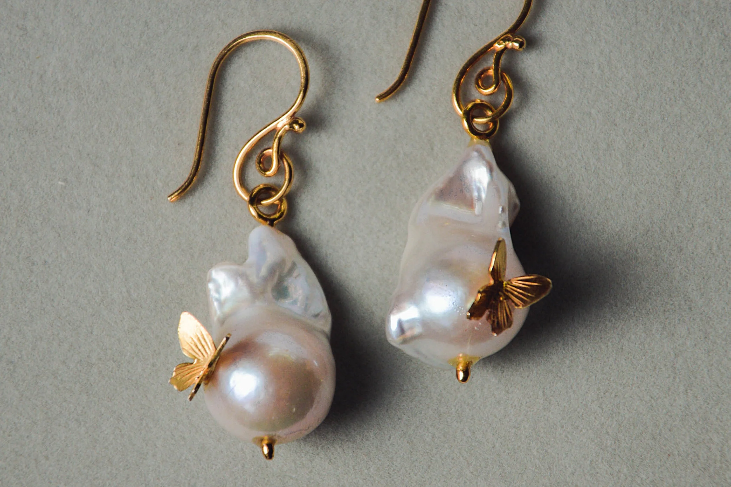 Butterfly Baroque Pearl Drop Earrings