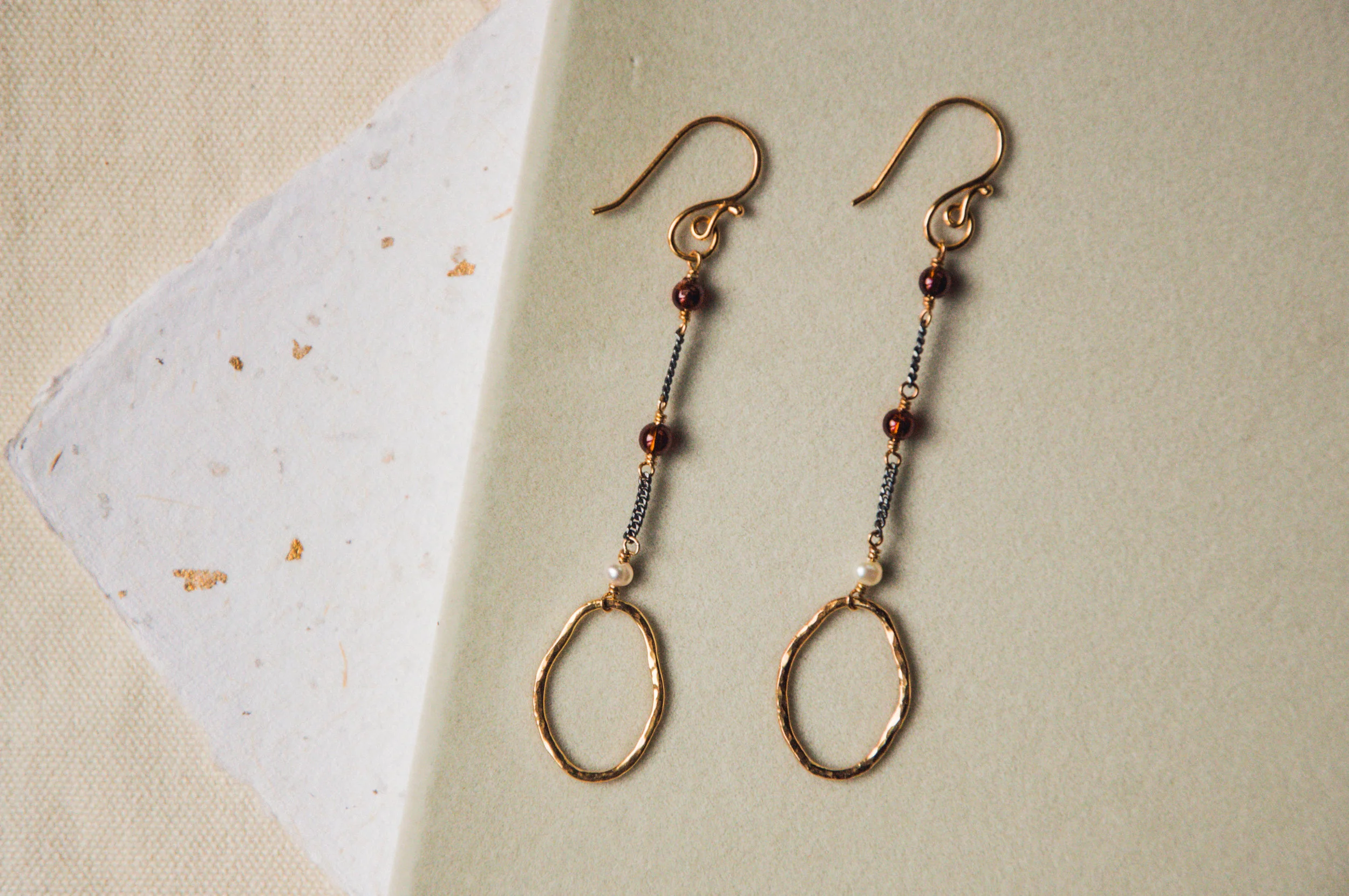 Gold Pebble Raindrop Earrings