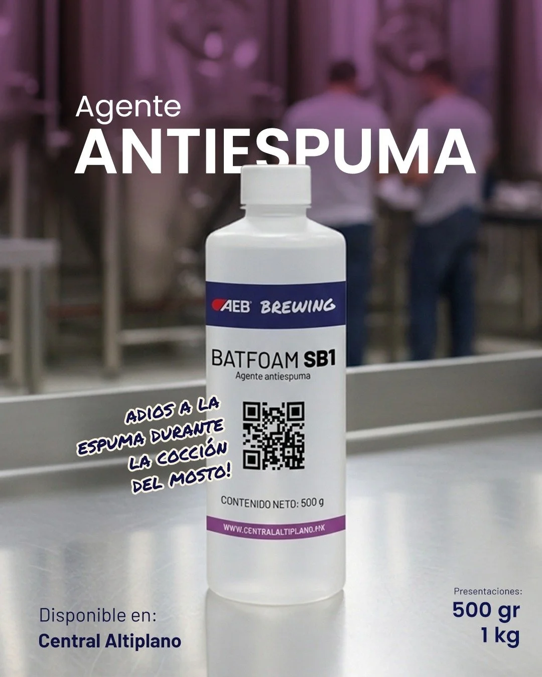 ✨ Control total en tu fermentaci&oacute;n.

Di adi&oacute;s a la espuma excesiva y aprovecha al m&aacute;ximo cada tanque.

🔹 Batfoam SB1 es un antiespumante siliconico dise&ntilde;ado para inhibir la formaci&oacute;n de espuma durante la cocci&oacu