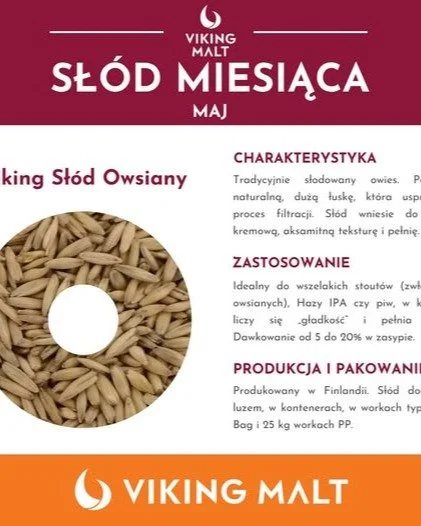 Viking Oat Malt es un producto &uacute;nico que trae algo a la cerveza que no se puede duplicar - &iexcl;Textura cremosa, aterciopelada y plenitud! 
🔎 &iquest;Qu&eacute; distingue la malta de avena?
- un perfil de sabor delicado y equilibrado
- mejo