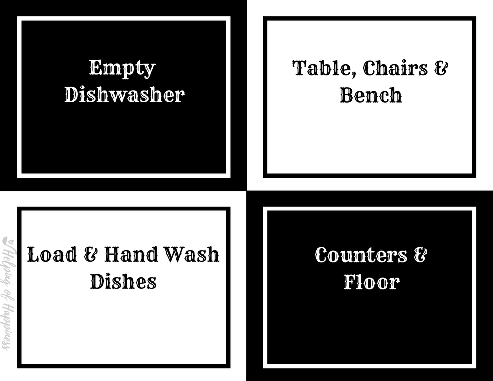 Restroom Rotation Charts Black and White Chore Rotation Charts — Helping of Happiness
