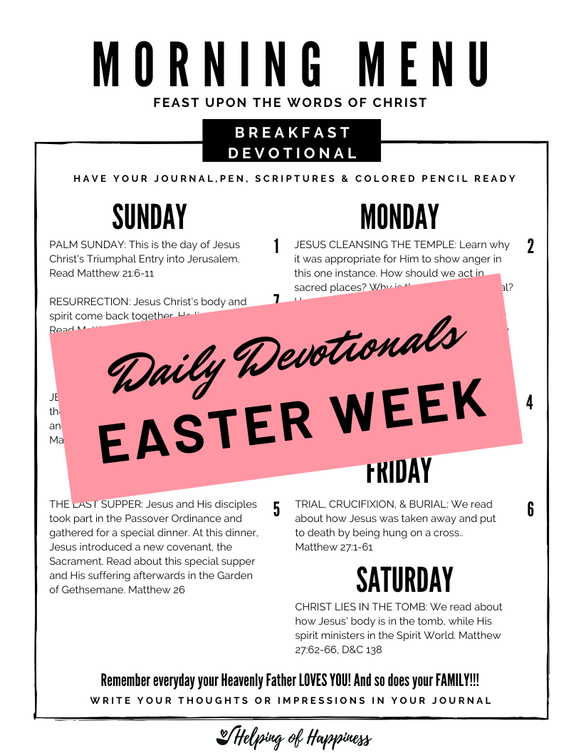 Morning Menu - Daily Devotionals for Holy Week