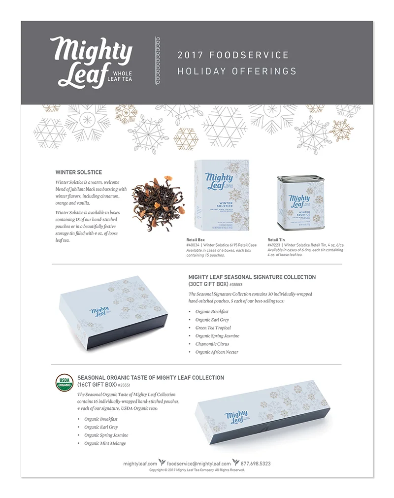 Holiday Product Sell Sheet