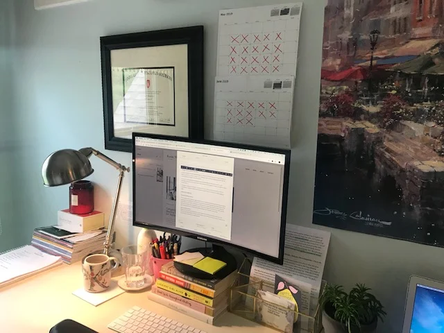 Here’s a snapshot of my desk as I worked on publishing this blog…