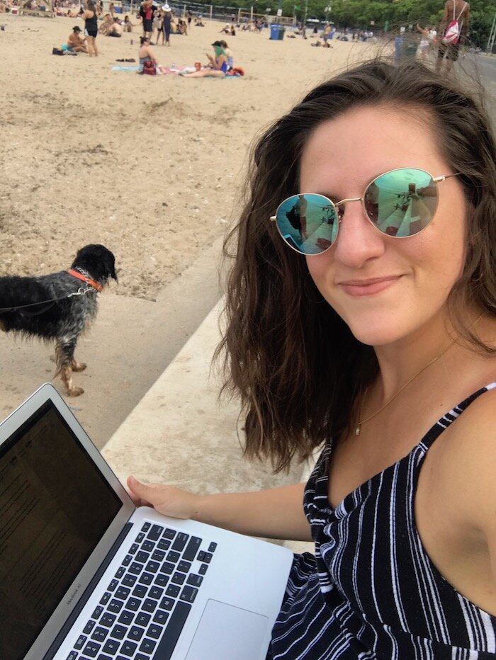 Writing at Oak Street Beach 🏖️