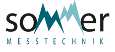 Sommer Messtechnik with stylized mountain peaks in the word 'Sommer