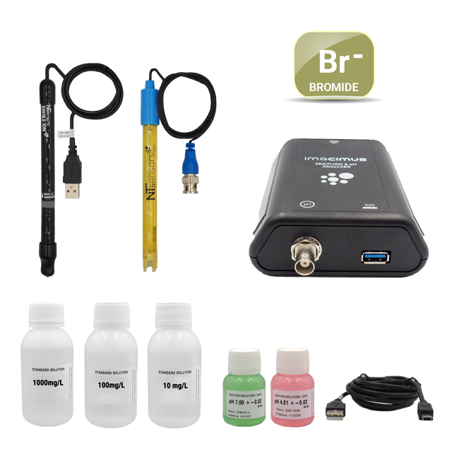 Laboratory instrument with bromide ion selective electrode and pH sensor