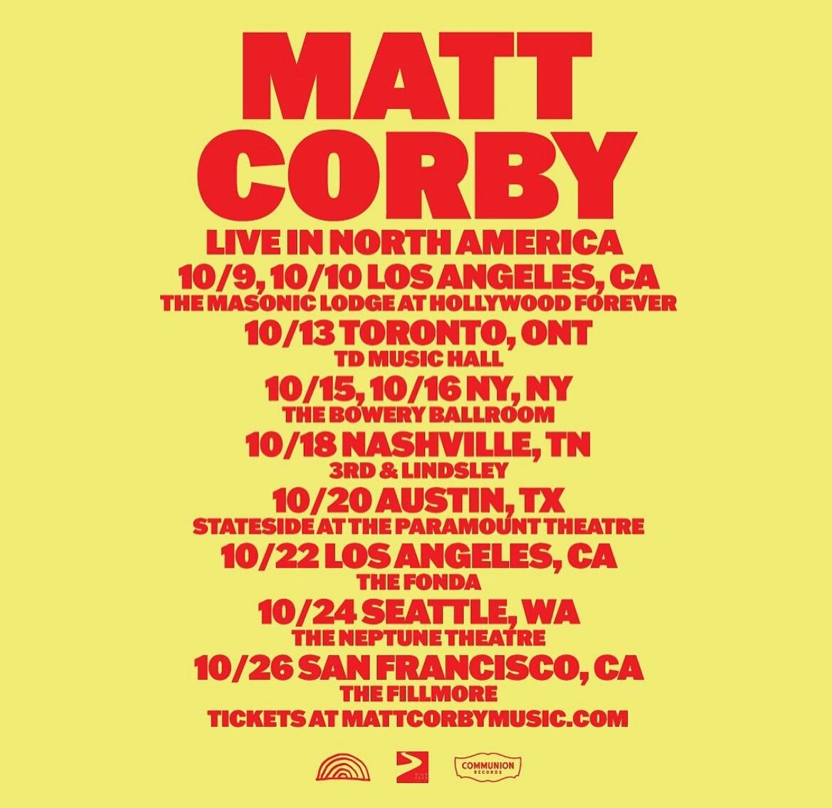 I&rsquo;ll be hitting the road  playing Bass with @mattcorby for his US run. Come say hi! ✌️