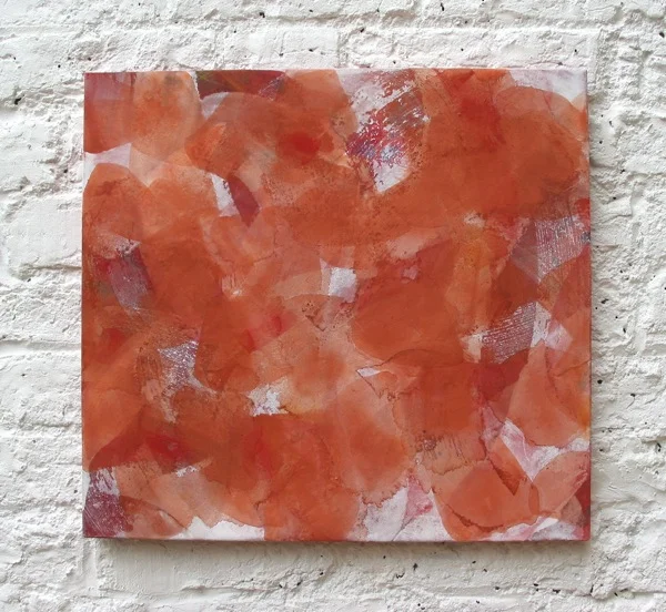 terra mineral and seashell pigment, nikawa , Japanese paper on wood panel 2003