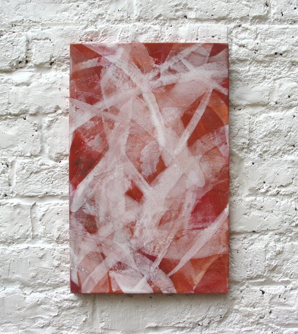 through the veil mineral and seashell pigment, nikawa , Japanese paper on wood panel 2003
