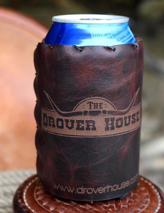 Leather Beer Can Holder Bison Leather Koozie Custom Engraved