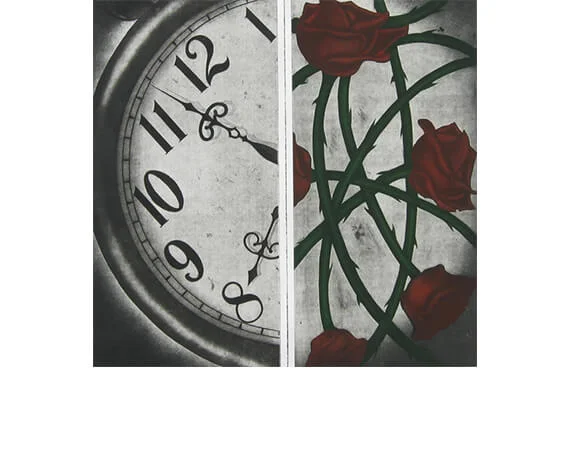 MEMORY'S END, diptych, aquatint/etching, 24 x 25"