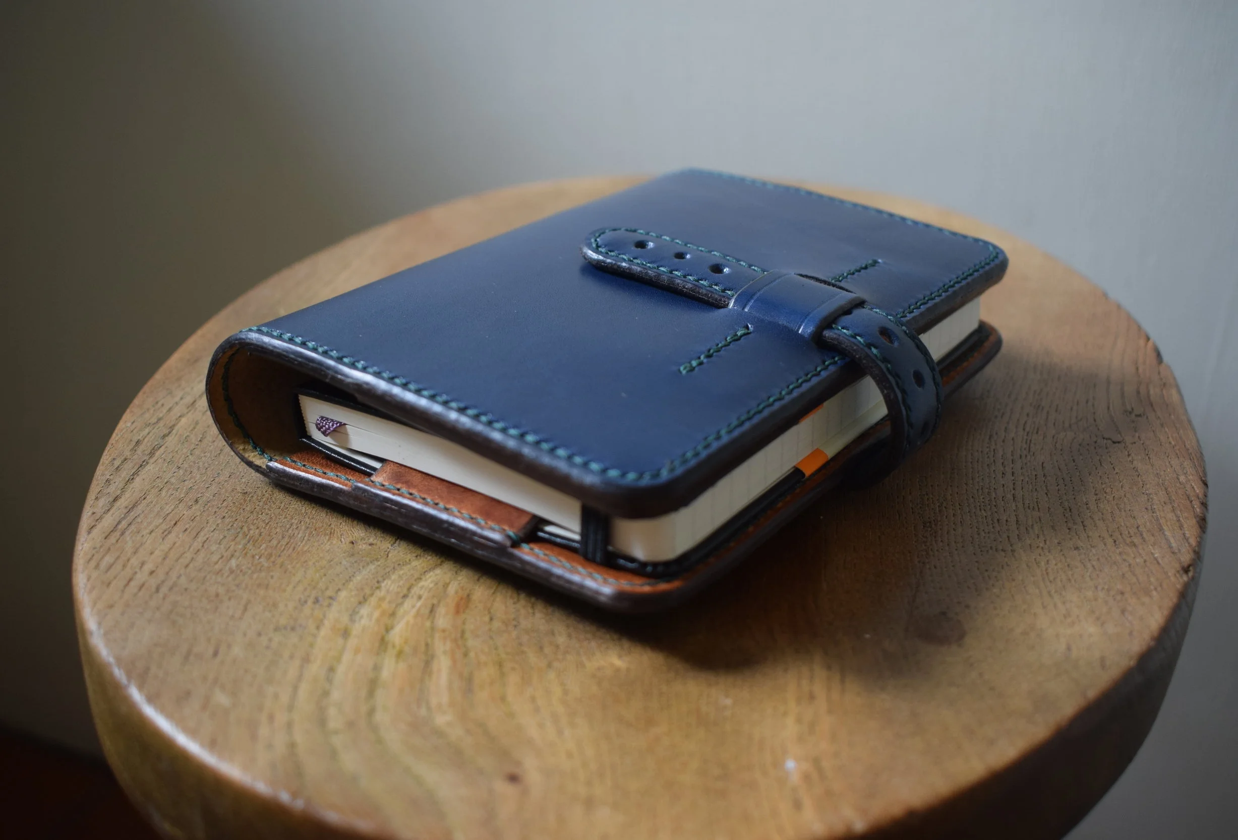  Voyager Journal Blue Veg tan and Horween Derby Natural 