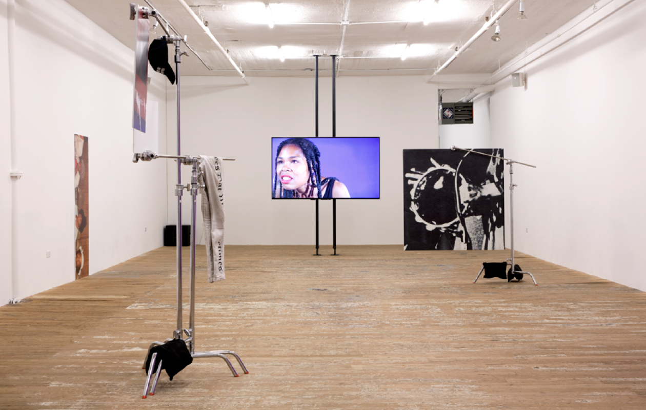 Martine Syms: Vertical Elevated Oblique , September 17–November 1, 2015. Installation view. Bridget Donahue, New York. Photo: Marc Brems Tatti.
