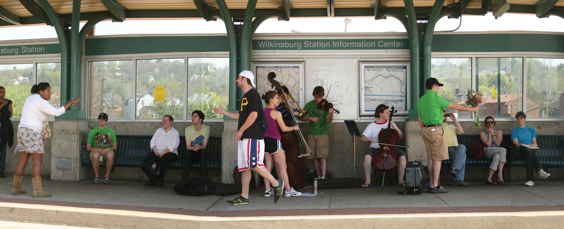 Dawn Weleski, Bus Stop Opera , 2006-ongoing; public performances take place along Pittsburgh area transit routes
