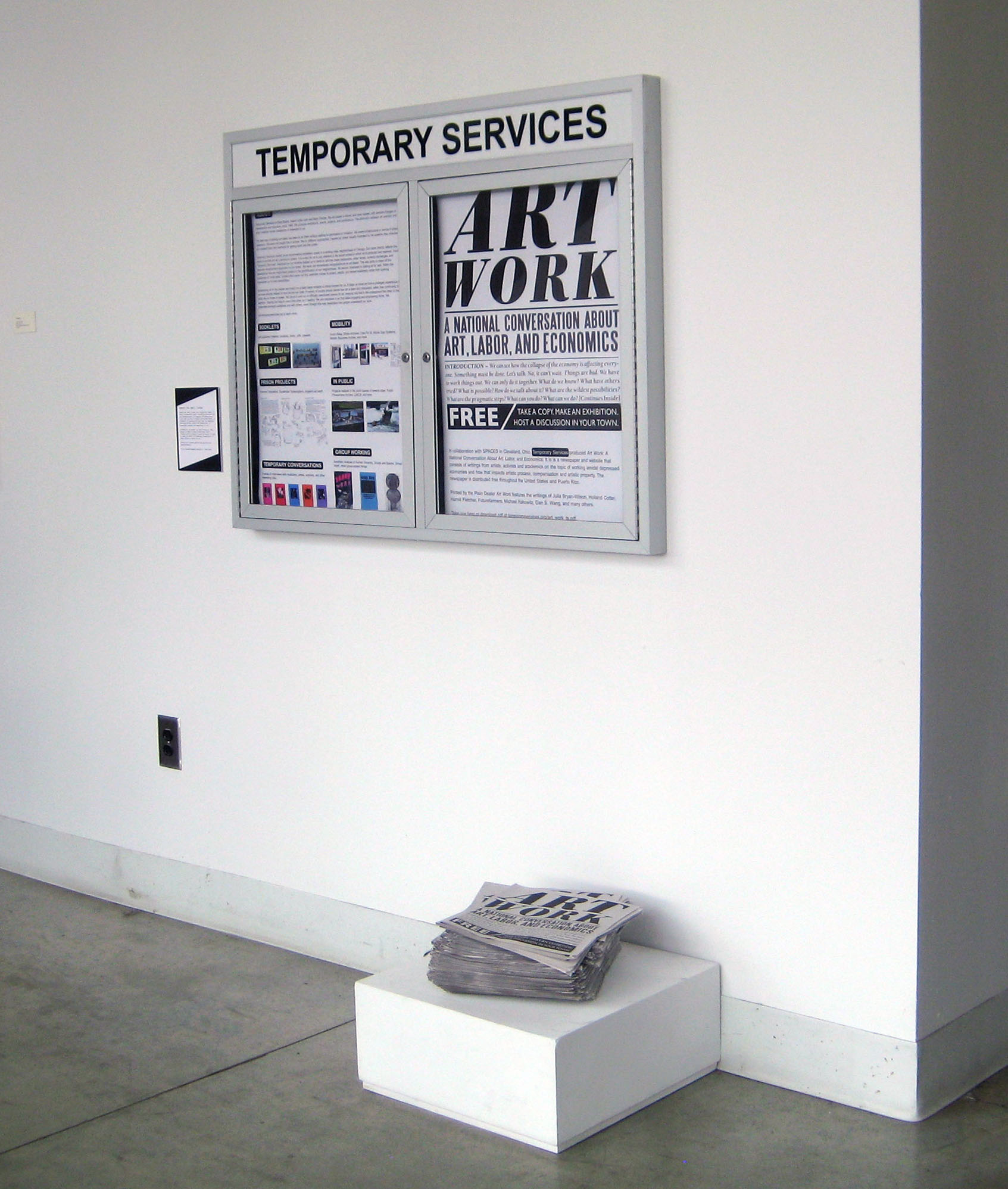  Temporary Services,&nbsp; Art Work: A National Conversation About Art, Labor, and Economics , 32-page newspaper and conversation series. 