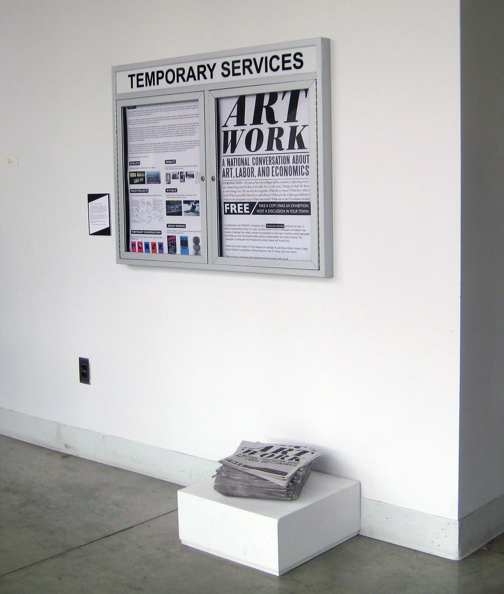 Temporary Services, Art Work: A National Conversation About Art , Labor, and Economics; 32-page newspaper and conversation series