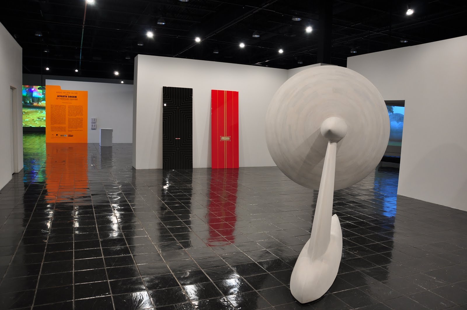  Malcolm Cochran,  History Lessons , 2011, poplar, steel, stainless steel, whitewash, 8 x 6 x 10 feet. Peter Dayton,  Stella #22 “Lost World , ”  2008 and  Barnett Newman #1, “Onement One , ”  2006, both 96 x 36 inches, oil, acrylic, resin and paper 