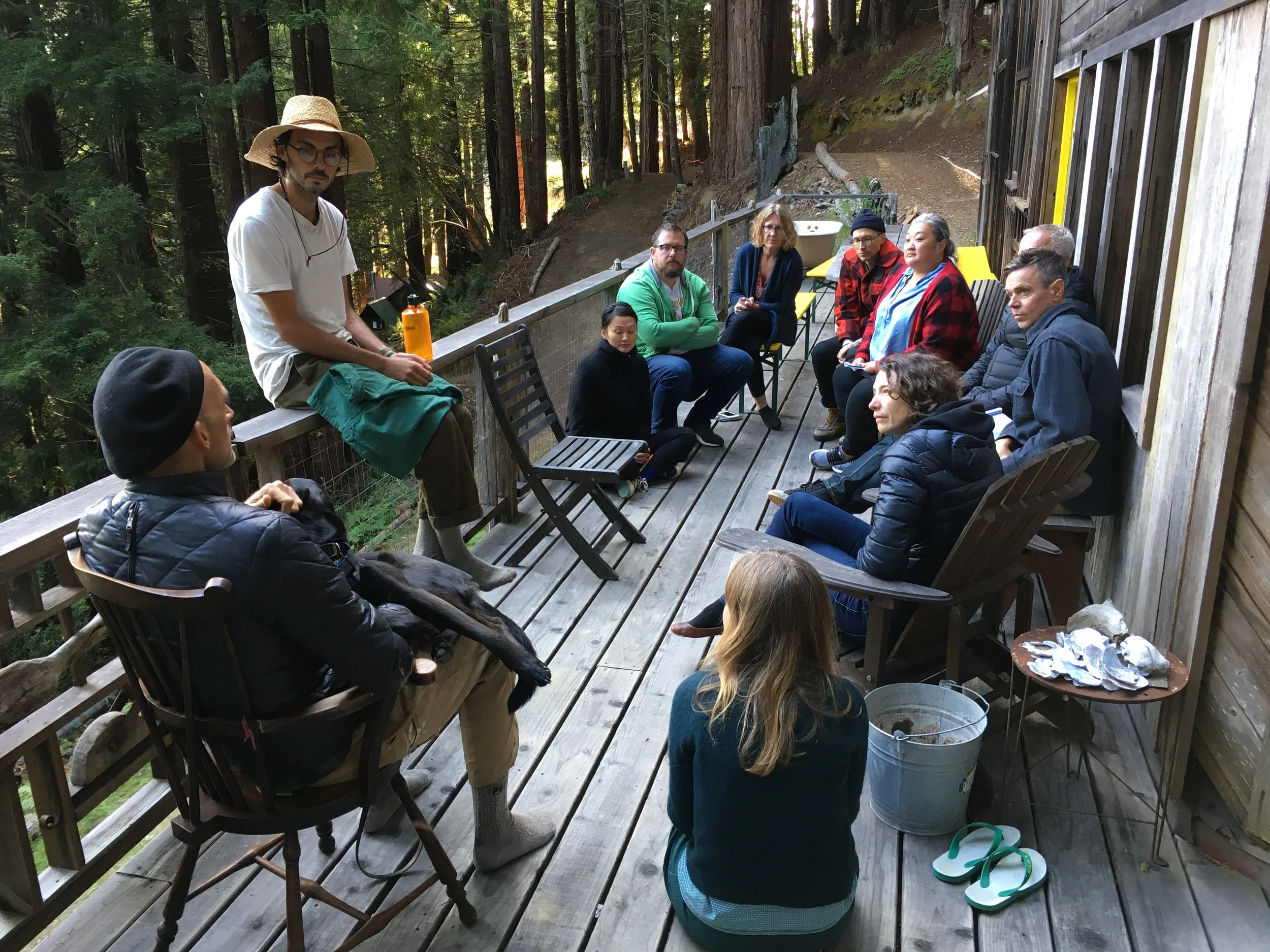  Round-up Roundtable of  Companion Planting , deck of Dawn Cabin, June 9, 2018. 