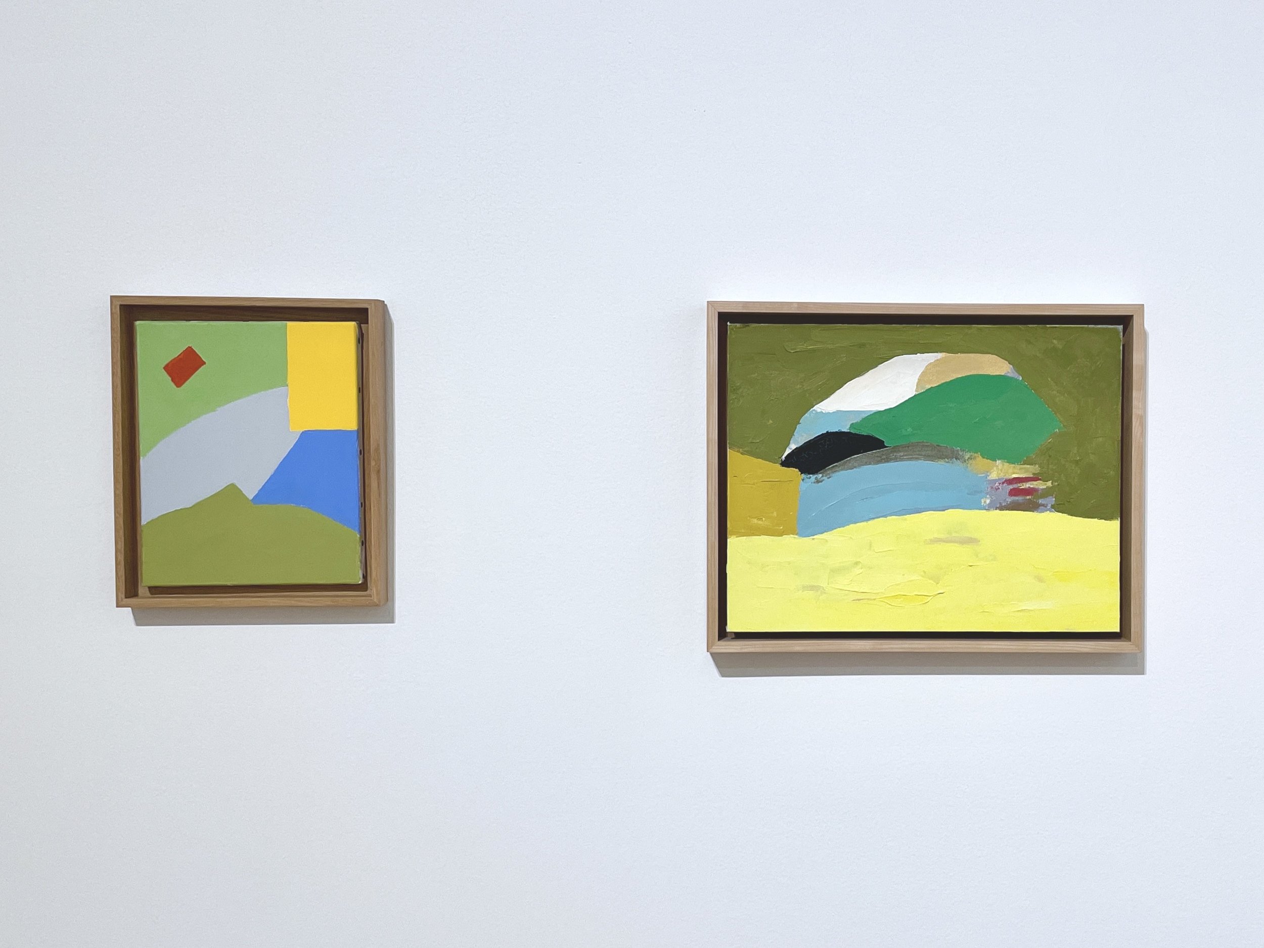   Untitled , 2014. Oil on canvas 11 3/4 × 9 5/8 inches. Collection of A.W. McNulty;  Untitled , 1989. Oil on canvas 15 7/8 × 19 7/8 inches. Collection of Beth Rudin DeWoody. 