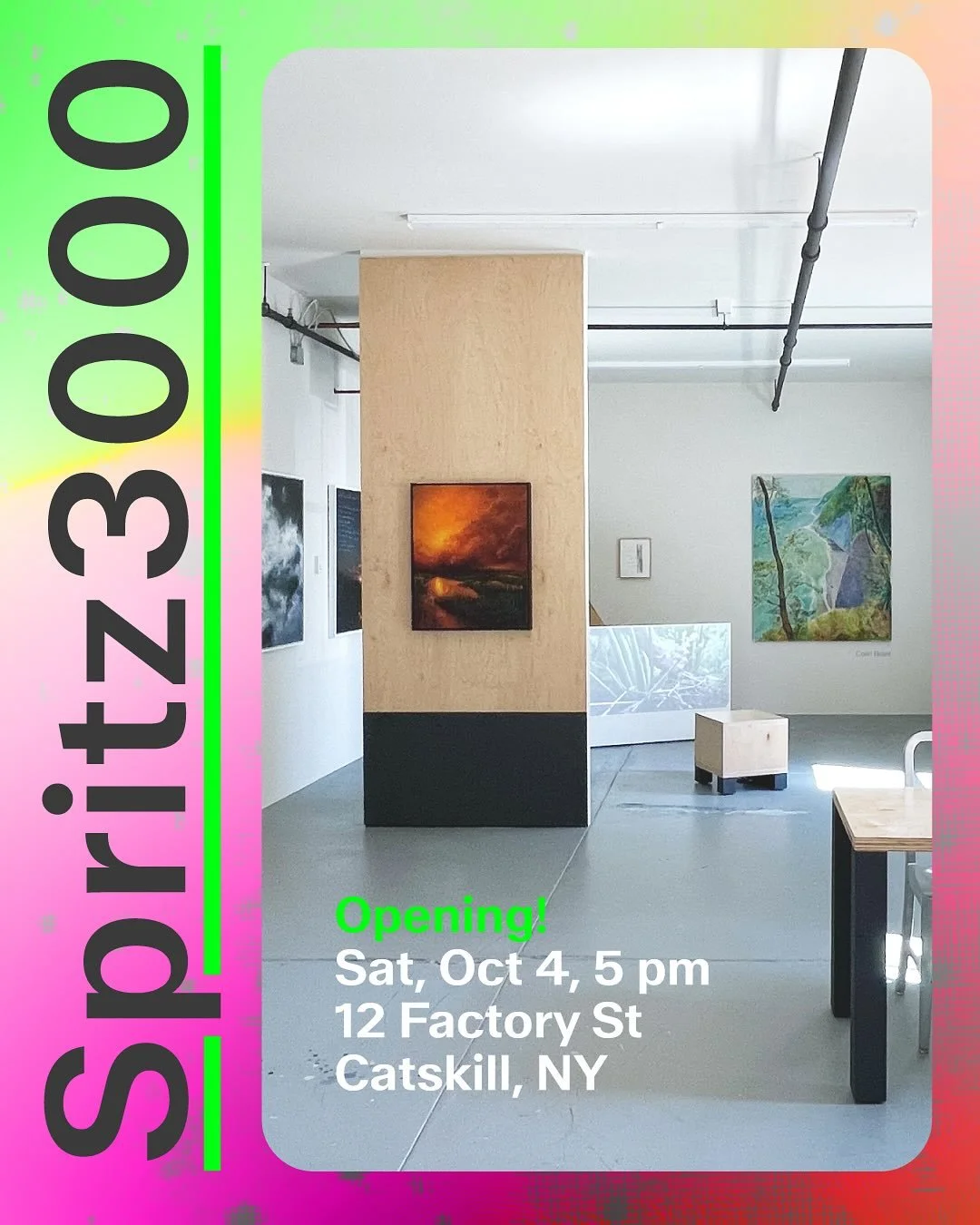 I&rsquo;m delighted to announce the opening of Spritz3000 on Sat, Oct 4, at 5 pm&mdash;a new curatorial studio I&rsquo;ve founded at Foreland in Catskill, New York. Spritz3000 (@spritz3000) will present seasonal exhibitions and programs devoted to su