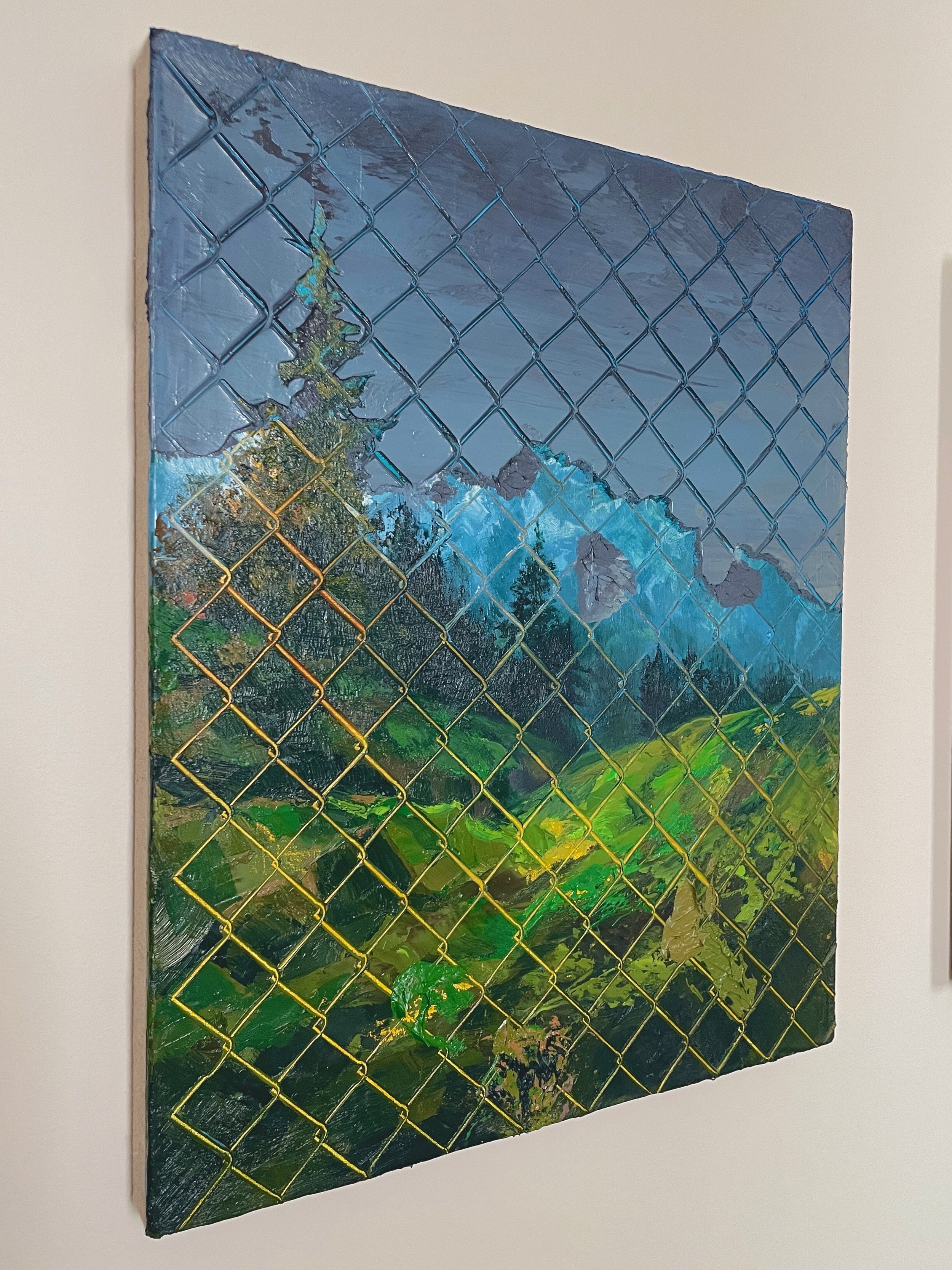  Wilhelm Neusser,  Grass, Greener, Other Side , 2024. Oil on linen, 20 × 16 in. 