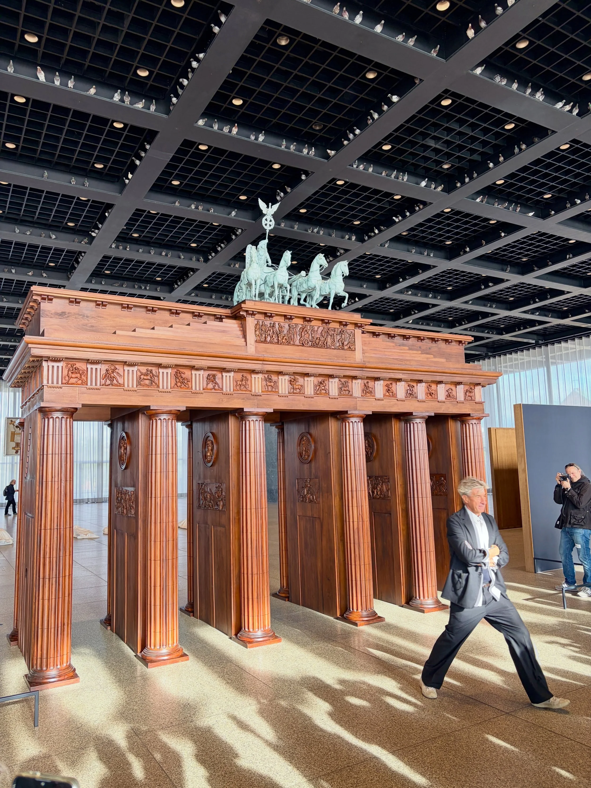 Scenes from this morning&rsquo;s press preview of Maurizio Cattelan&rsquo;s &ldquo;NIGHT&rdquo; at the Neue Nationalgalerie, marking his receipt of the Preis der Nationalgalerie 2026. The cult of Cattelan.

The open glass hall of Mies van der Rohe&rs