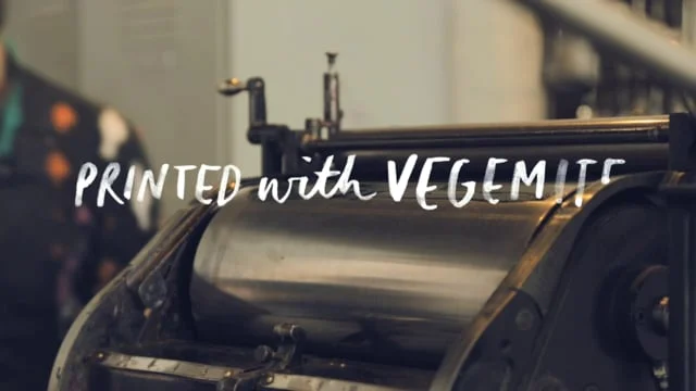  Working with  JWT  and  THW  I designed these cards and then letterpressed them on a Heidelberg Windmill, but instead of ink, I used 100% Vegemite. 