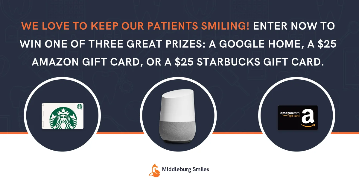 Enter now to win one of three great prizes: A Google Home, A $25 Amazon Gift Card, or a $25 Starbucks Gift Card
