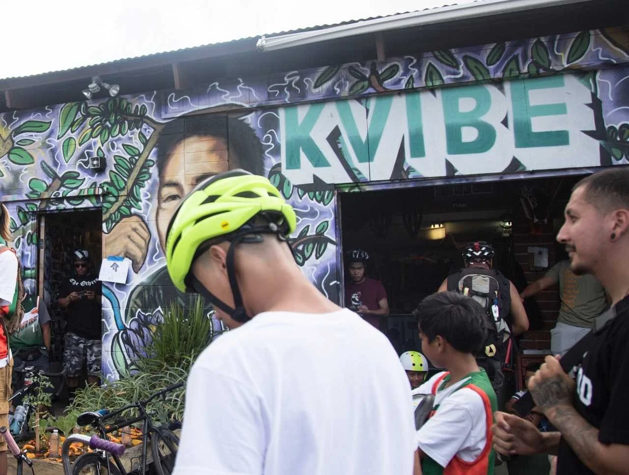KVIBE building exterior with mural