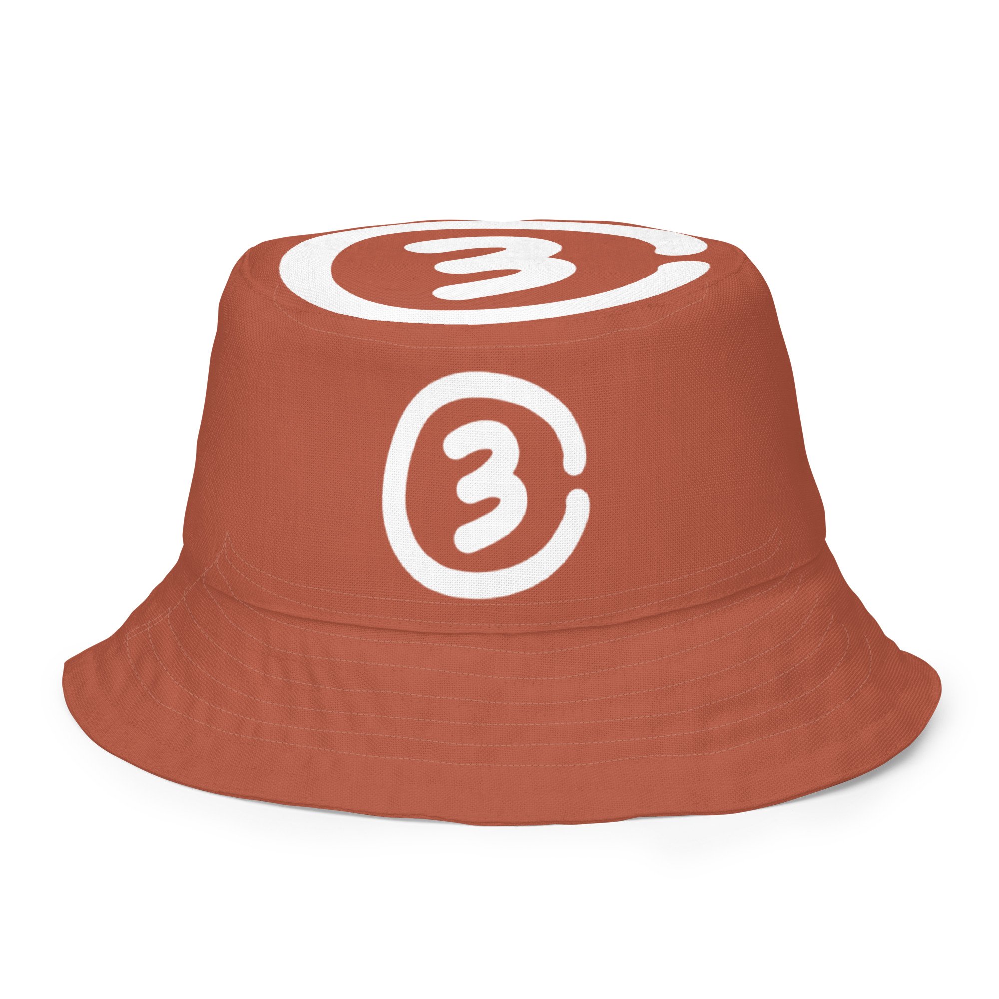Front view The Lone Star Loop Bucket Hat flips from clean Burnt Clay logo to an all-over stamped print in signature CIRCLE3 style.